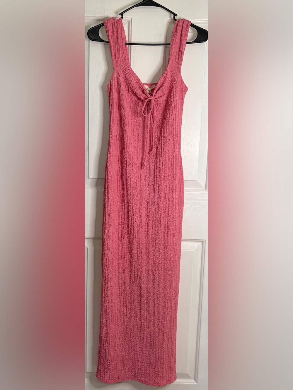 Pink Tie-Front Maxi Dress